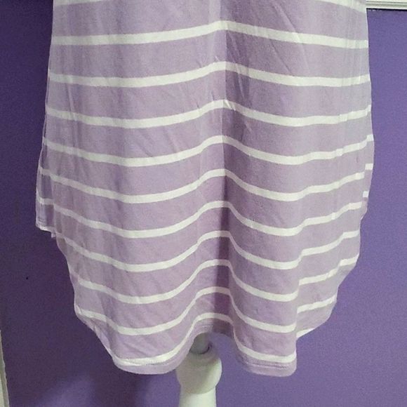 Zenana Premium Lilac & White Striped Soft Flowy Longline Tank Top - Picture 3 of 7